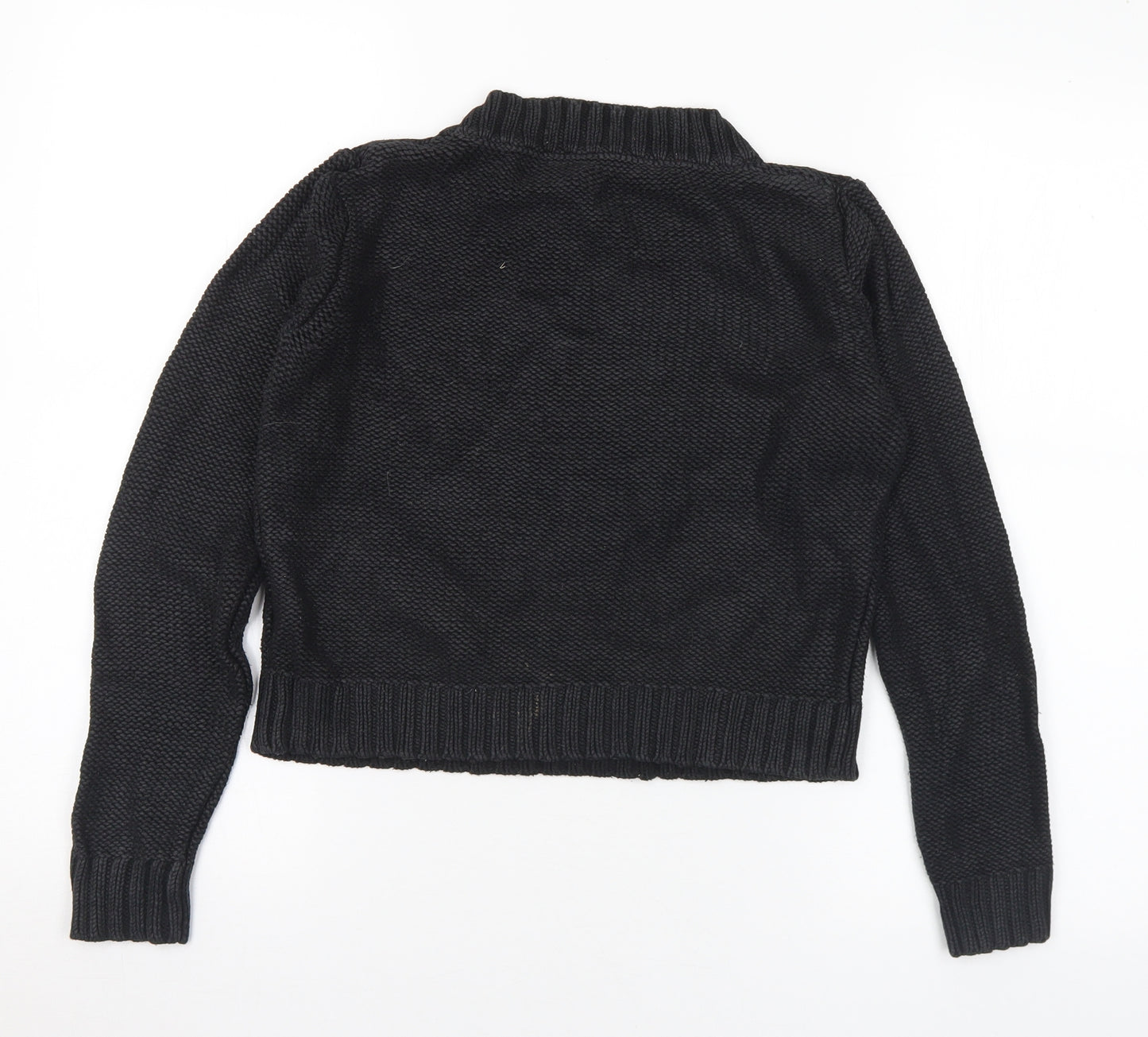 H&M Womens Black Mock Neck Cotton Pullover Jumper Size 10