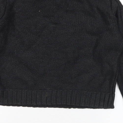 H&M Womens Black Mock Neck Cotton Pullover Jumper Size 10