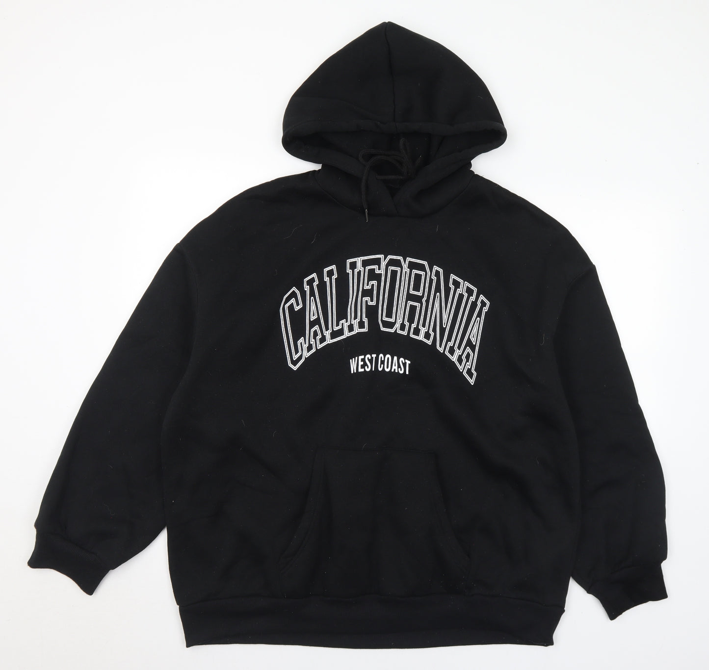SheIn Mens Black Polyester Pullover Hoodie Size 2XL - California