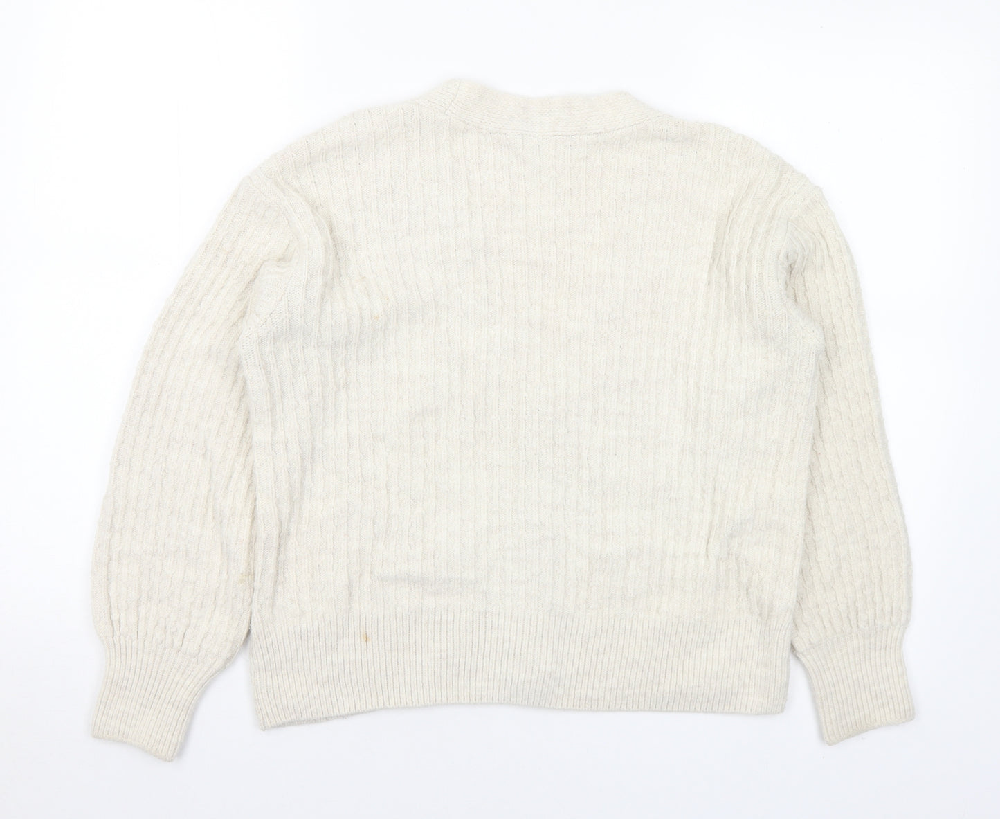 Marks and Spencer Womens Ivory V-Neck Acrylic Cardigan Jumper Size S