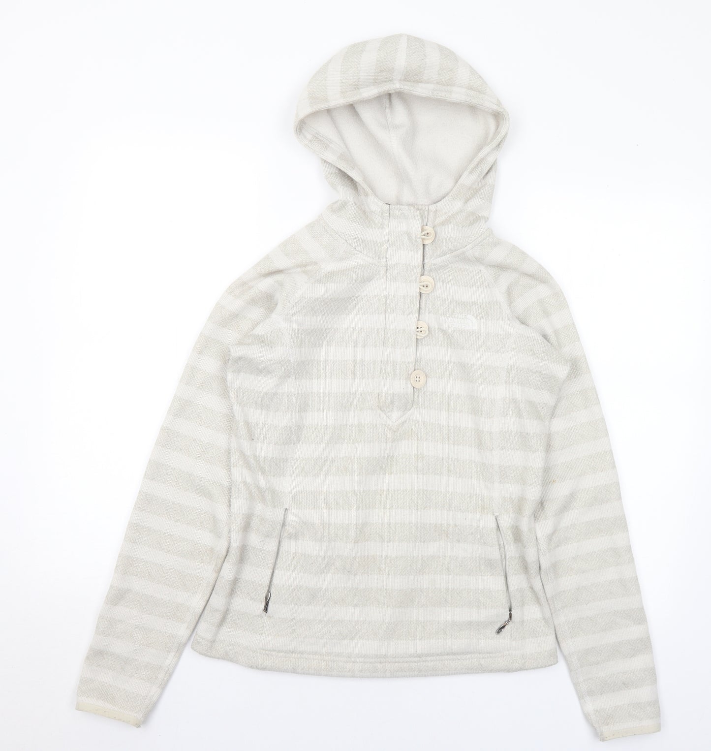 The North Face Womens Ivory Striped Polyester Pullover Hoodie Size XS