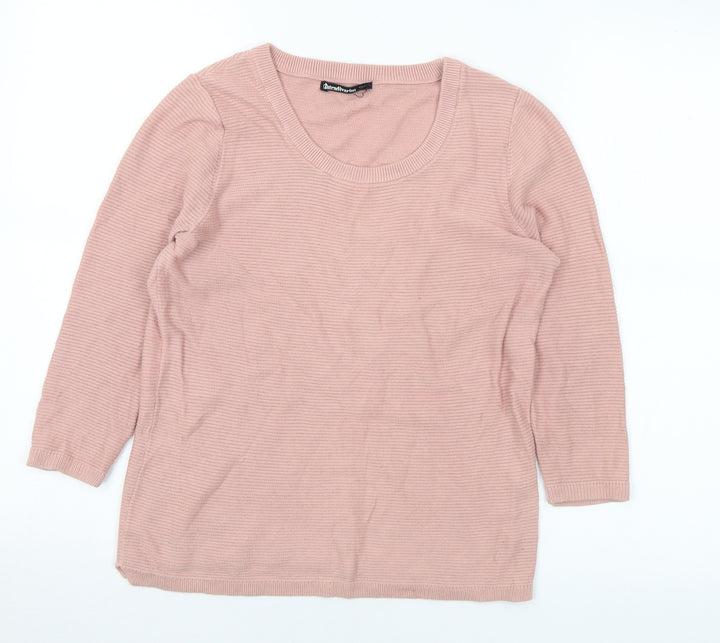 Stradivarius Womens Pink Scoop Neck Acrylic Pullover Jumper Size S