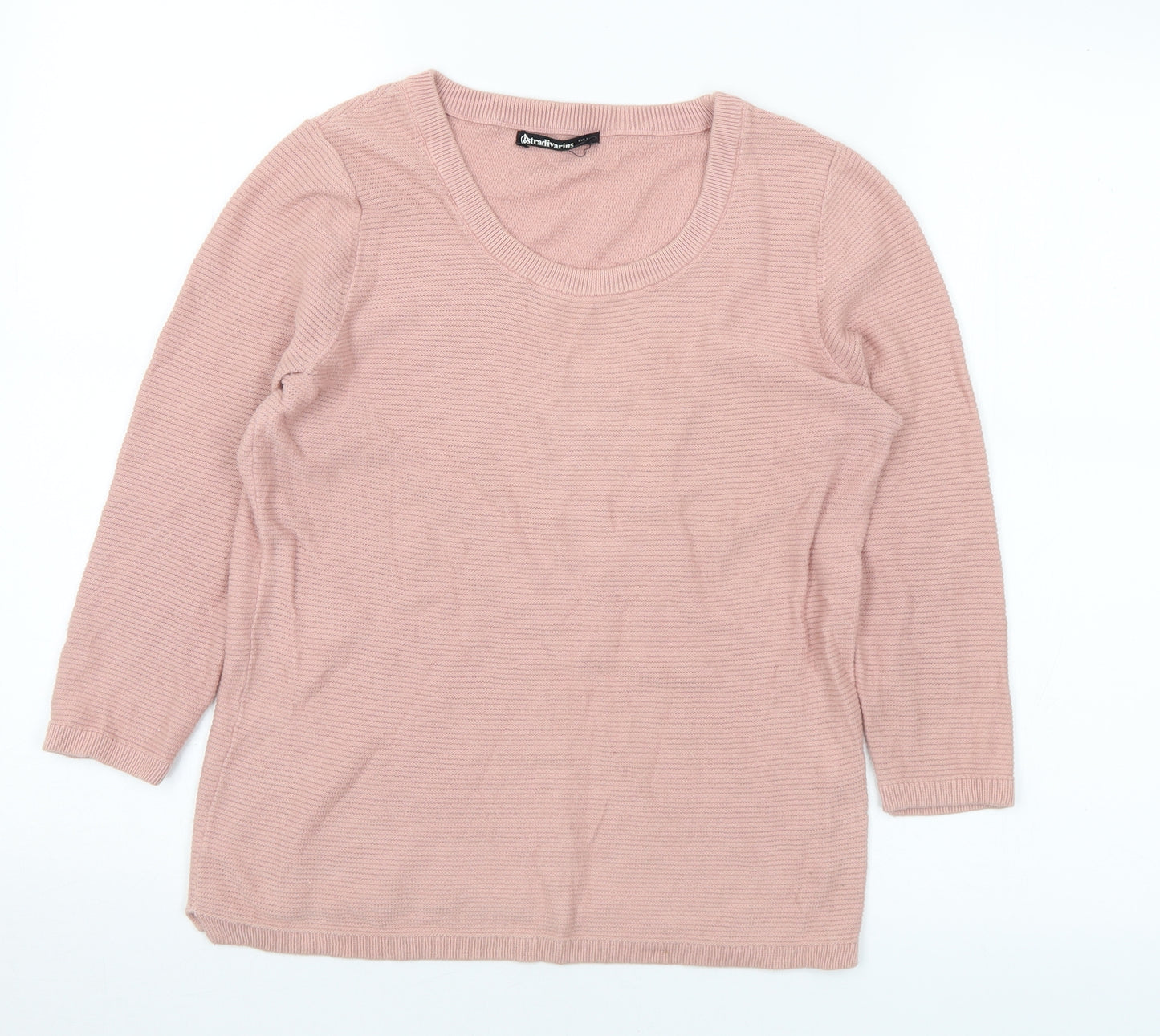 Stradivarius Womens Pink Scoop Neck Acrylic Pullover Jumper Size S