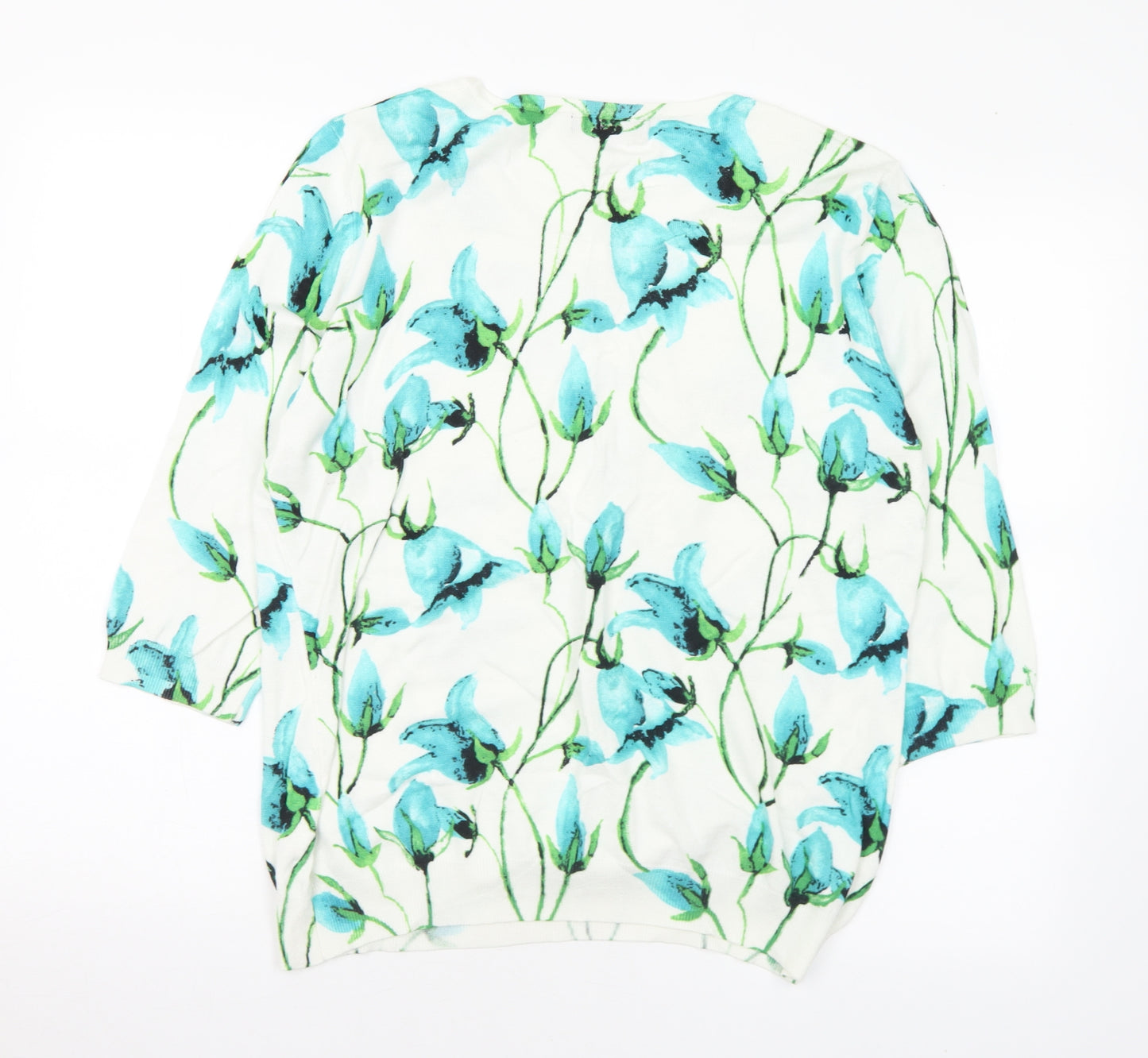 Mud Flower Womens Multicoloured Round Neck Floral Viscose Pullover Jumper Size L - L/XL