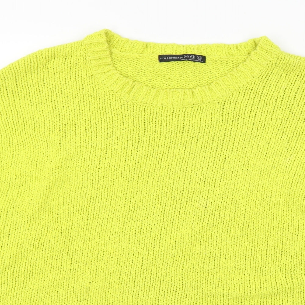 Atmosphere Womens Green Round Neck Acrylic Pullover Jumper Size 16