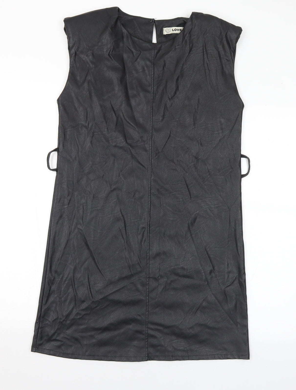 Love Womens Black Polyester A-Line Size M Round Neck