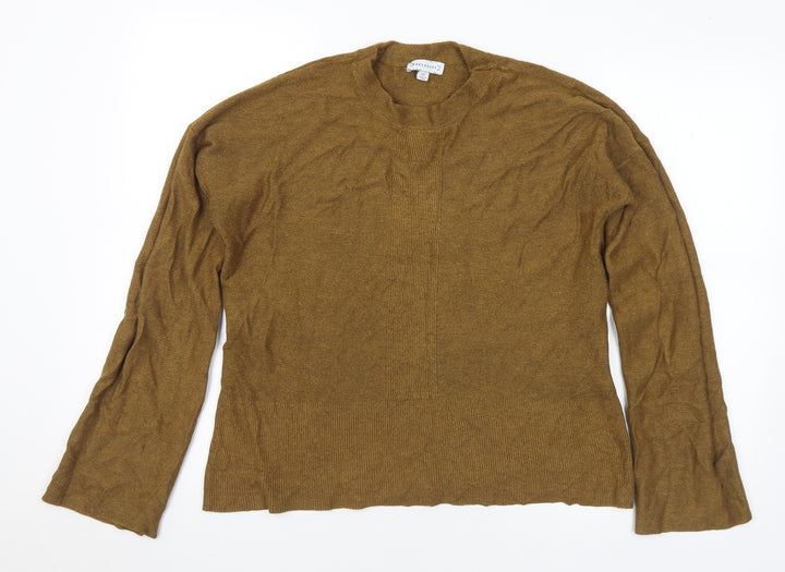 Warehouse Womens Brown Mock Neck Viscose Pullover Jumper Size 12