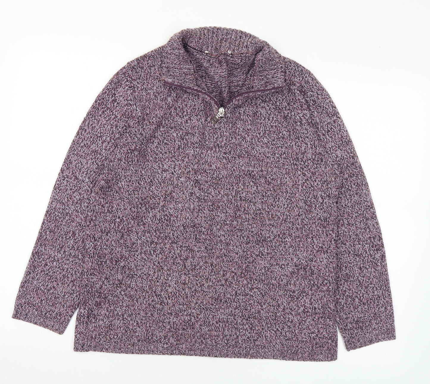 Preworn Womens Purple Collared Acrylic Pullover Jumper Size M