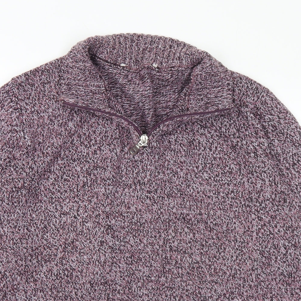 Preworn Womens Purple Collared Acrylic Pullover Jumper Size M