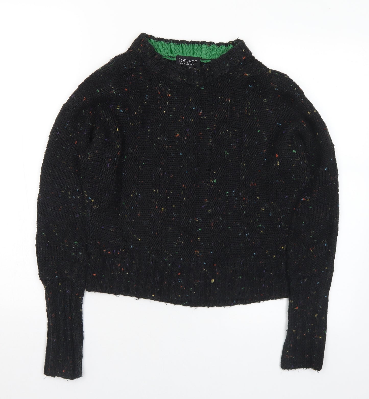 Topshop Womens Multicoloured Mock Neck Acrylic Pullover Jumper Size 6