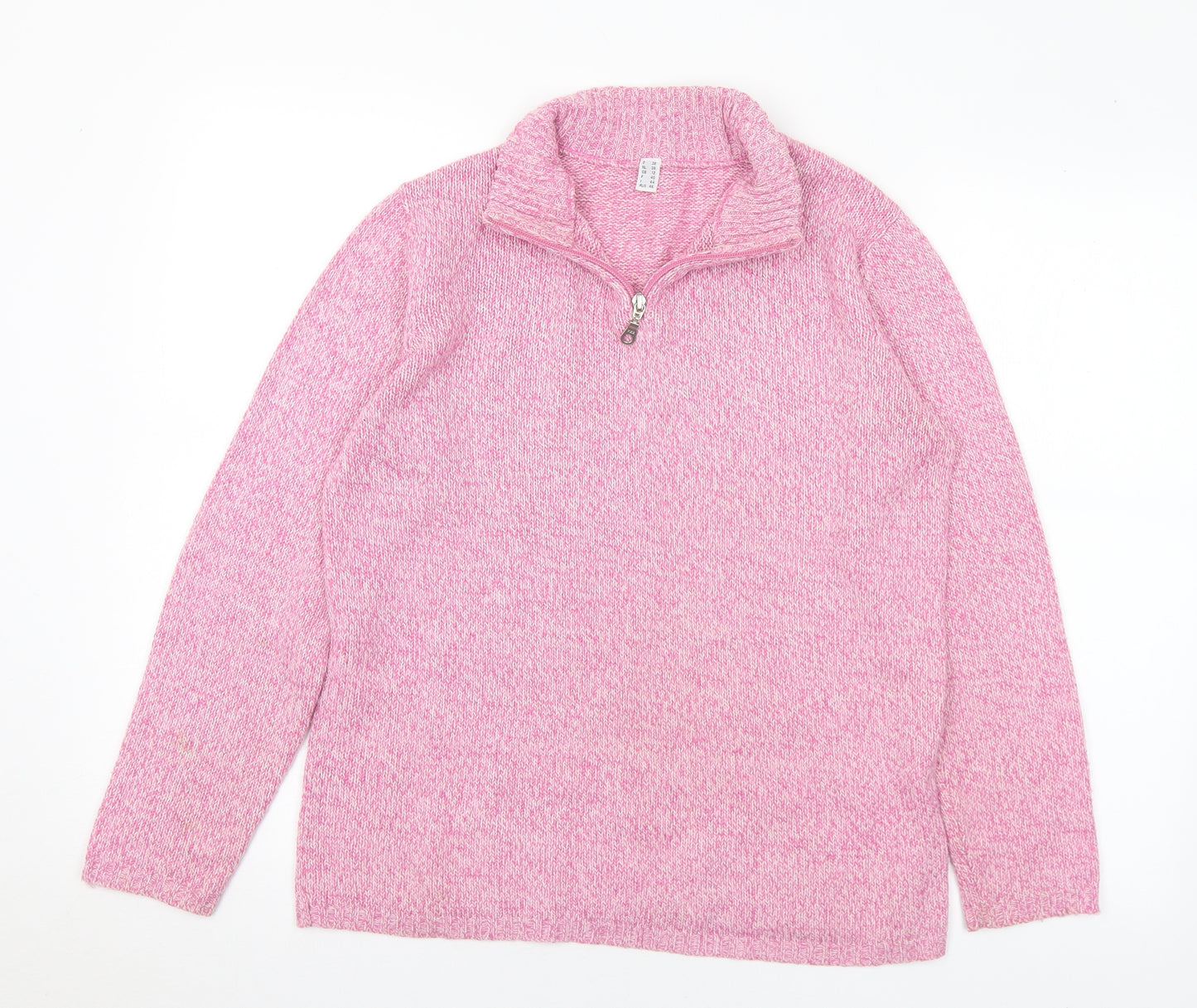 Preworn Womens Pink Collared Acrylic Pullover Jumper Size 12