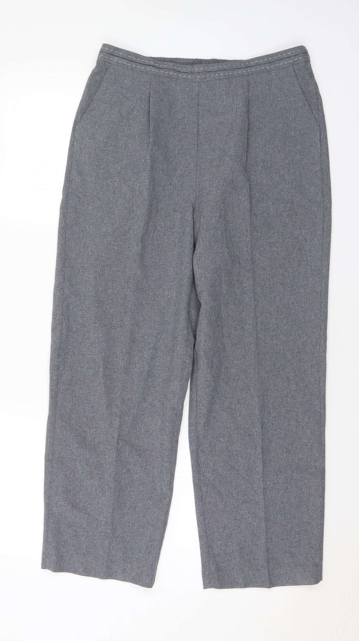 Bonmarché Womens Grey Polyacrylate Fibre Trousers Size 12 L25 in Regular