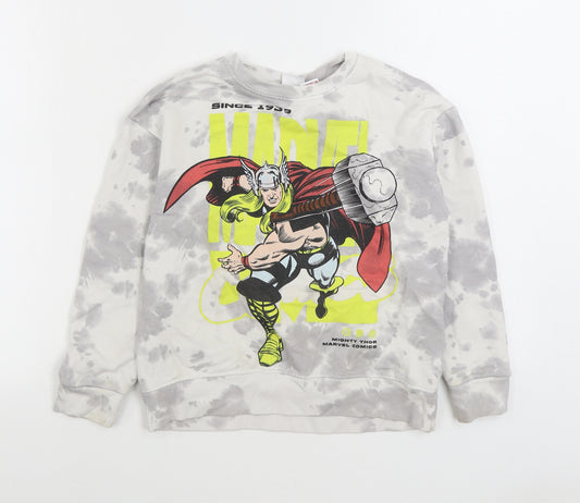 Front view of Zara boys’ multicoloured geometric cotton pullover sweatshirt, size 10, years pullover - marvel