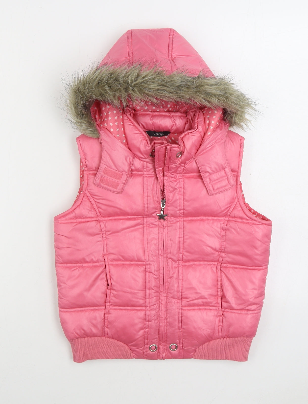 George Girls Pink Gilet Coat Size 9-10 Years Zip