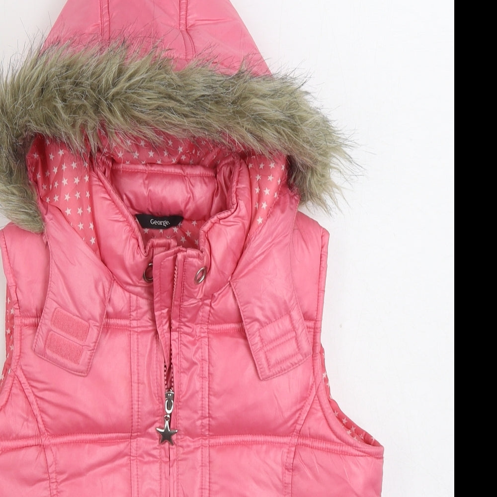 George Girls Pink Gilet Coat Size 9-10 Years Zip