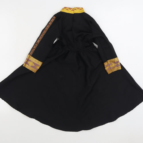 TU Girls Black Polyester A-Line Size 2-3 Years Round Neck Hook & Loop - Frozen 2