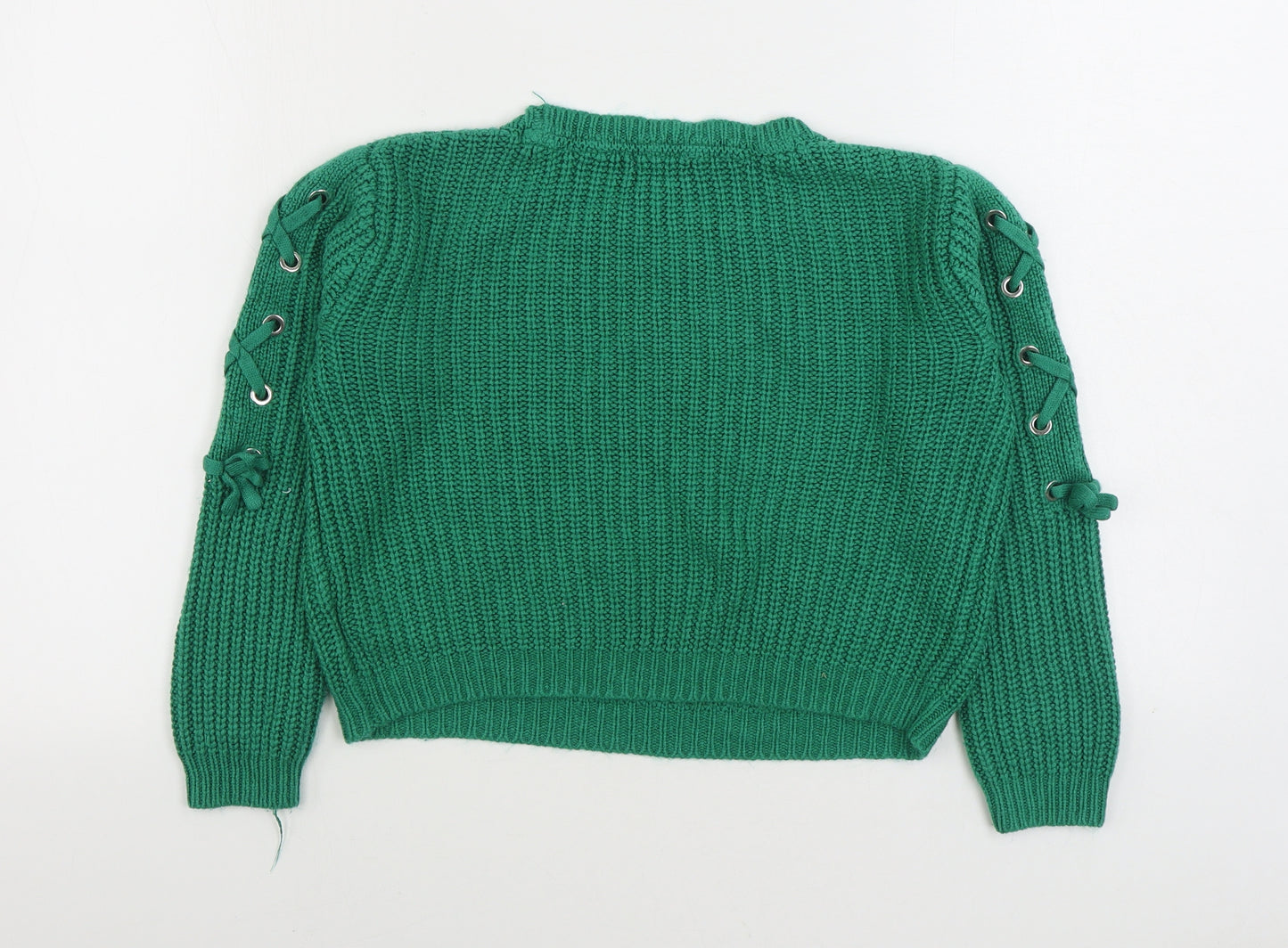 Primark Girls Green Round Neck Acrylic Pullover Jumper Size 8-9 Years Pullover