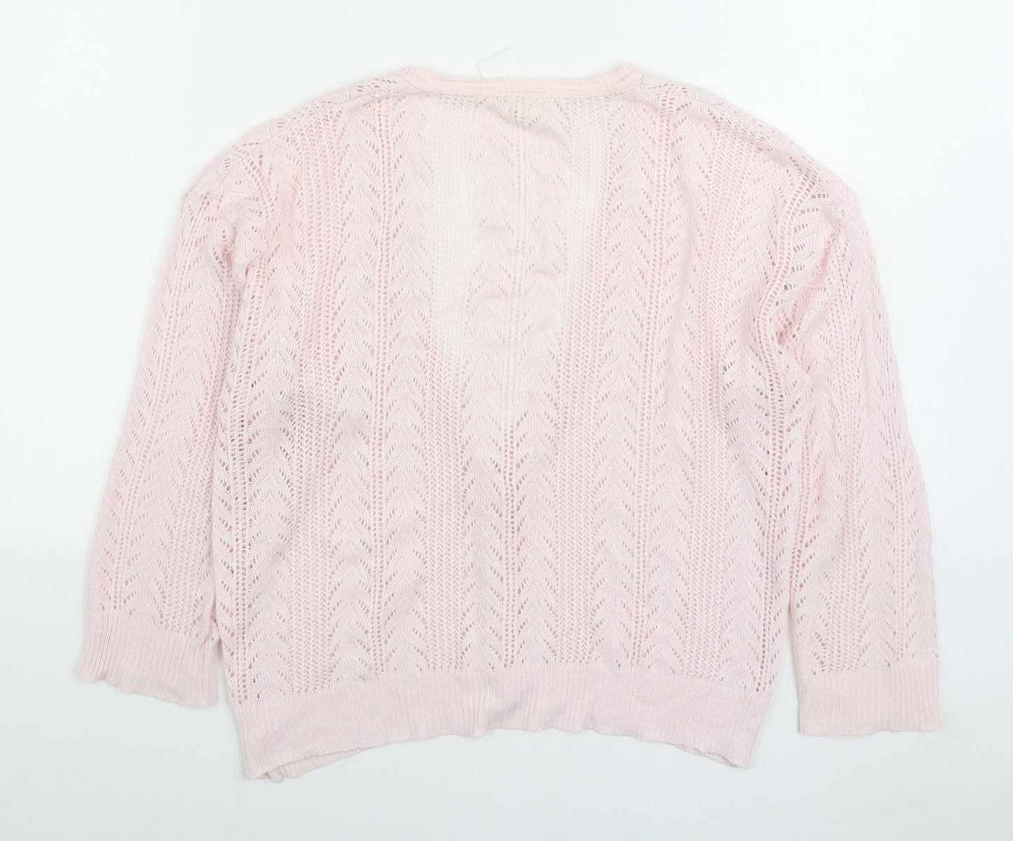 St Michaels Womens Pink V-Neck Acrylic Cardigan Jumper Size 6