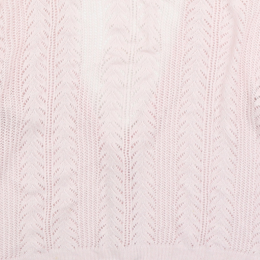 St Michaels Womens Pink V-Neck Acrylic Cardigan Jumper Size 6