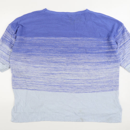 Bonmarché Womens Blue Boat Neck Acrylic Pullover Jumper Size 26