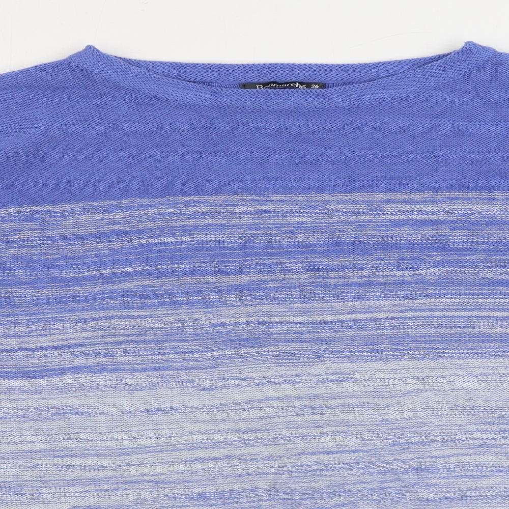 Bonmarché Womens Blue Boat Neck Acrylic Pullover Jumper Size 26