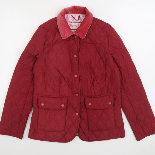 Stacey B Womens Red Quilted Coat Size L Button