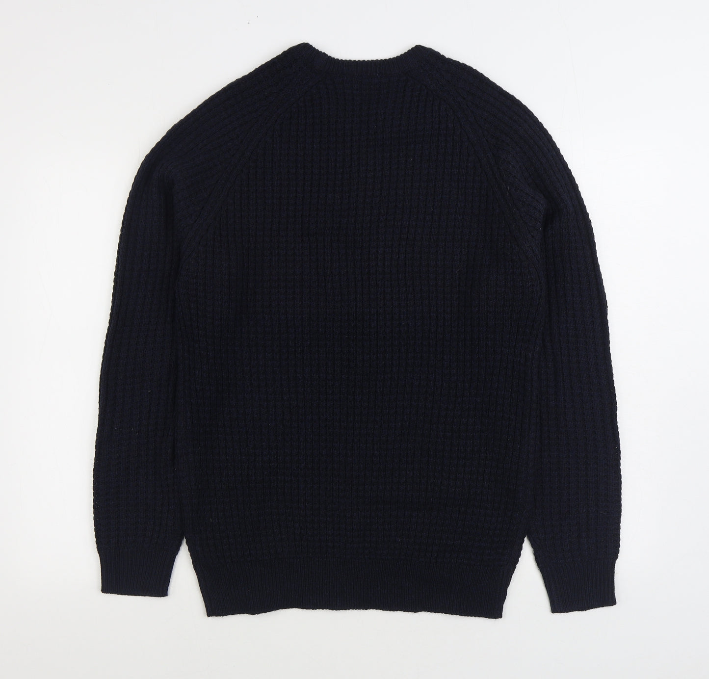 Pep&Co Mens Blue Round Neck Acrylic Pullover Jumper Size M