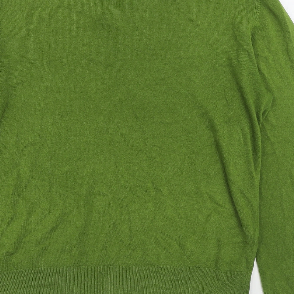 Marks and Spencer Mens Green V-Neck Acrylic Pullover Jumper Size L