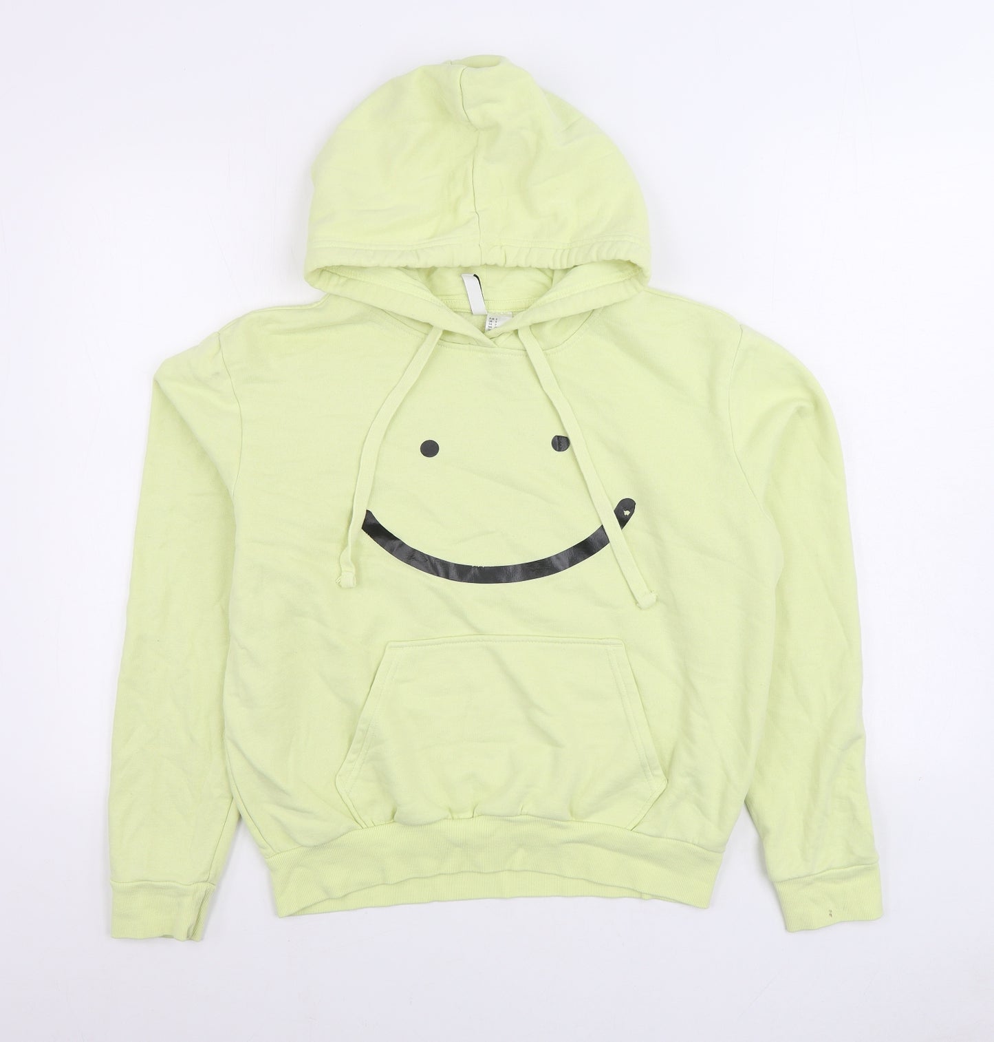 H&M Mens Yellow Cotton Pullover Hoodie Size S