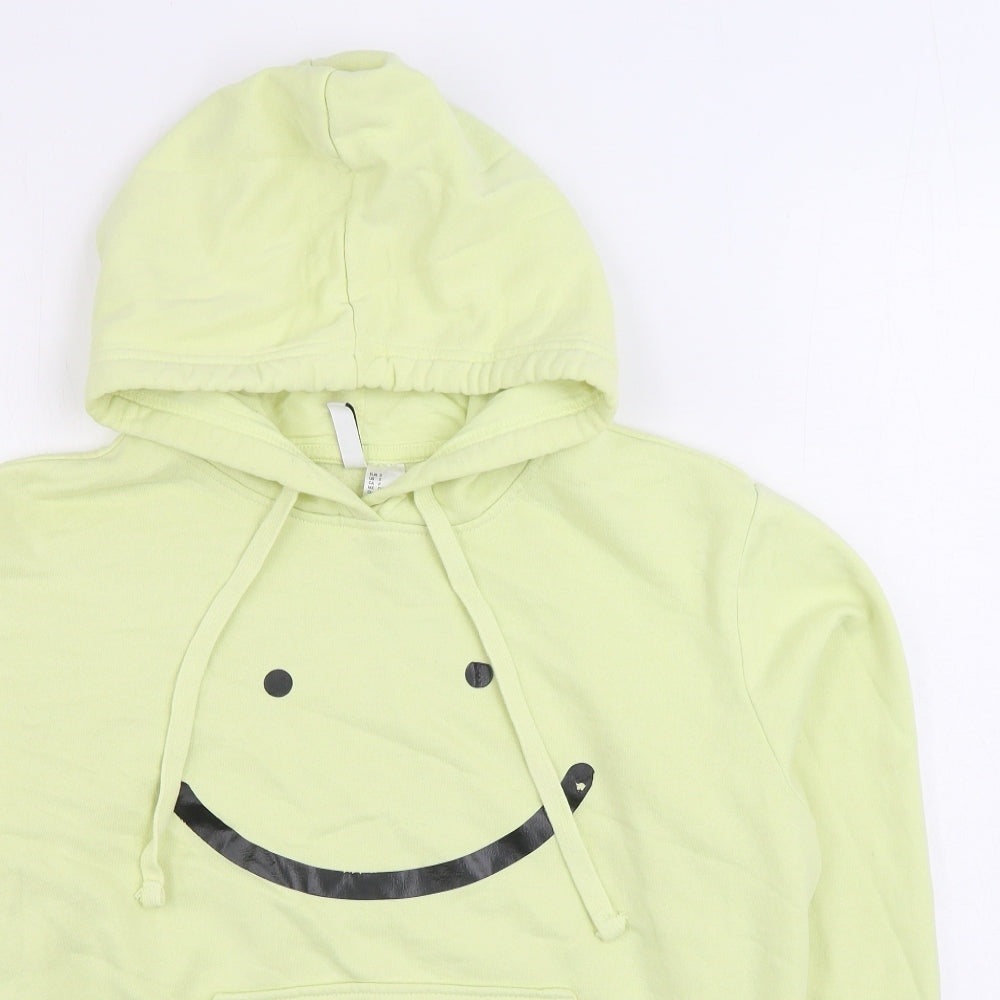 H&M Mens Yellow Cotton Pullover Hoodie Size S