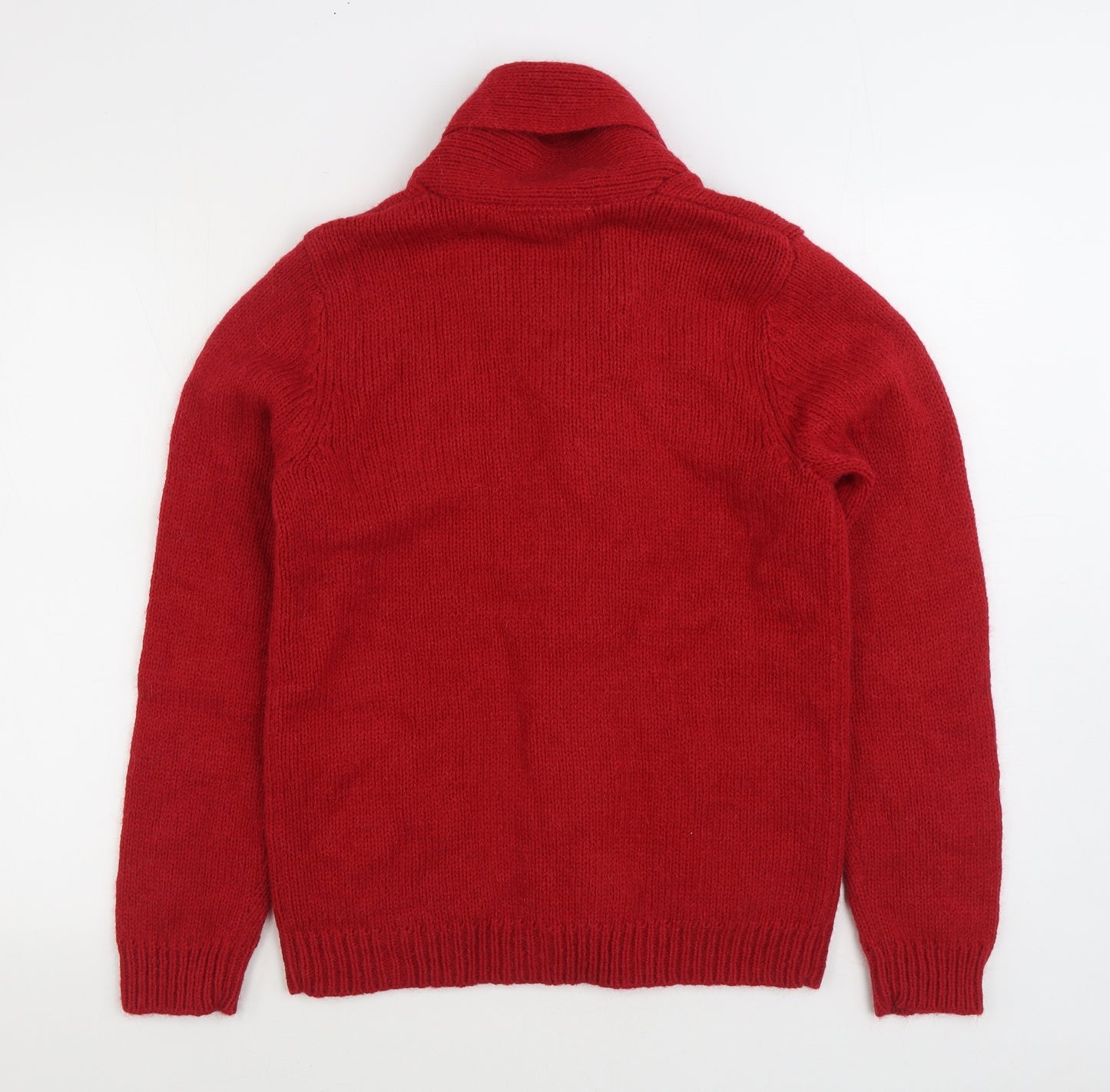 Topman Mens Red V-Neck Acrylic Cardigan Jumper Size S