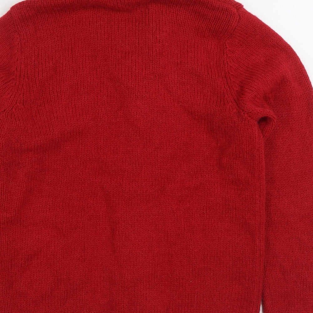 Topman Mens Red V-Neck Acrylic Cardigan Jumper Size S