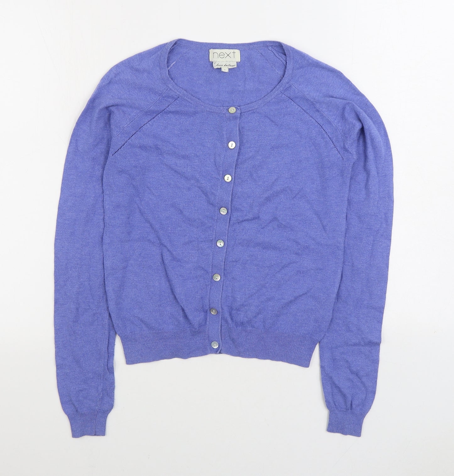 NEXT Womens Blue V-Neck Cotton Cardigan Jumper Size 6