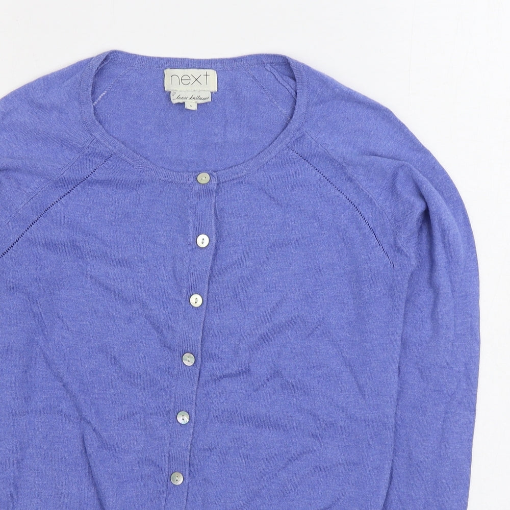 NEXT Womens Blue V-Neck Cotton Cardigan Jumper Size 6