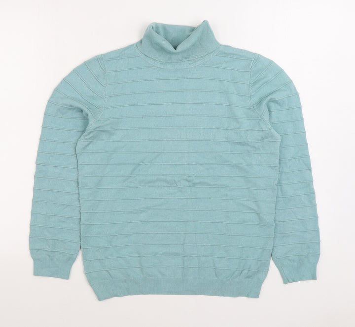 Bonmarché Womens Blue Round Neck Viscose Pullover Jumper Size S
