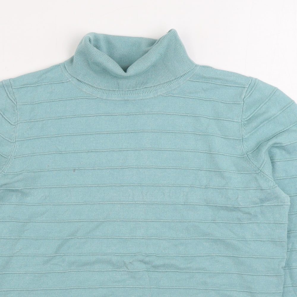 Bonmarché Womens Blue Round Neck Viscose Pullover Jumper Size S