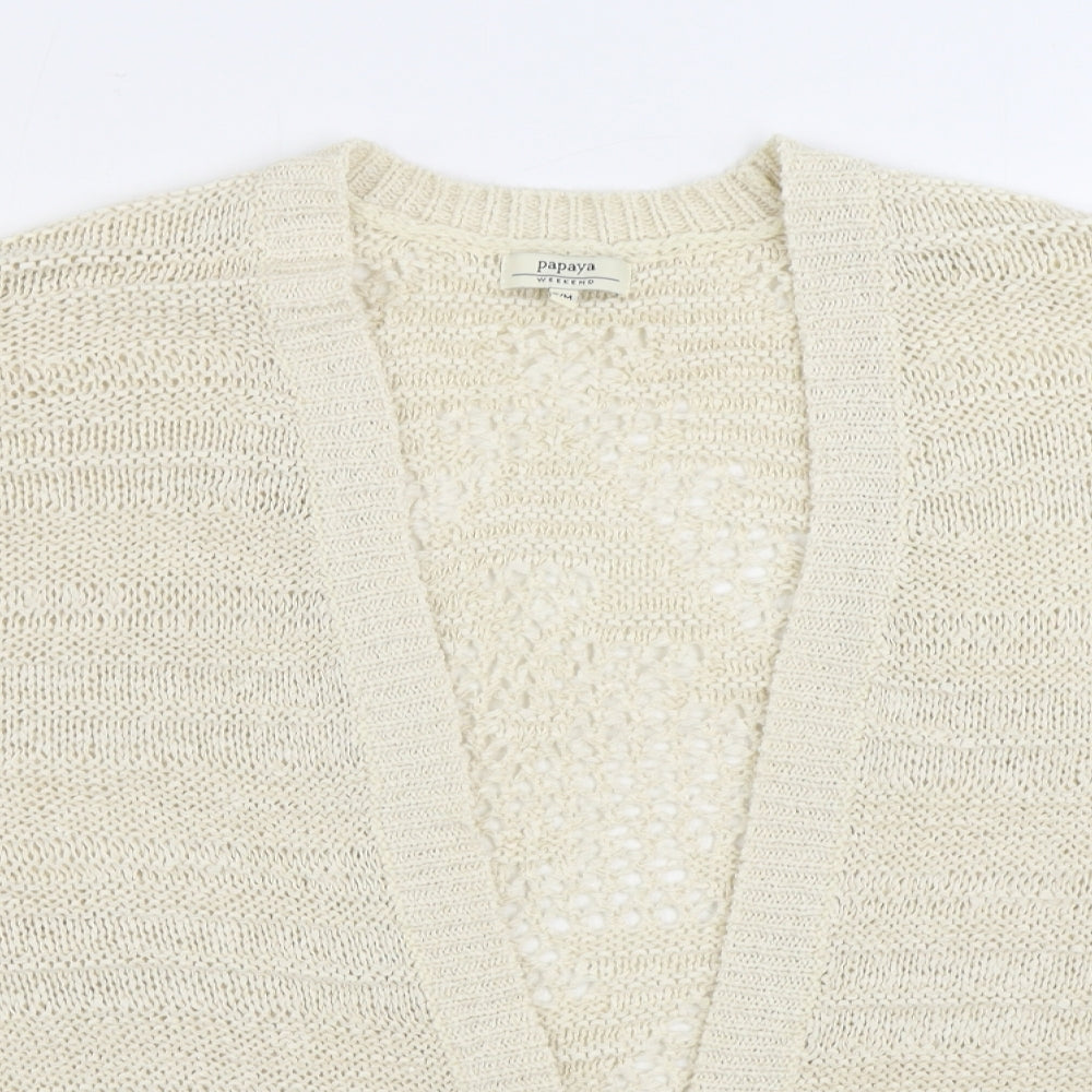 Matalan Womens Beige V-Neck Acrylic Cardigan Jumper Size S