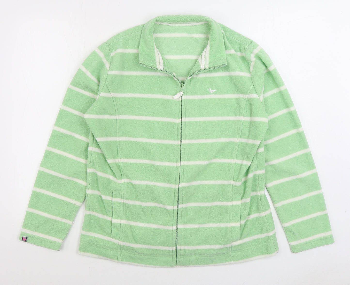 EWM Womens Green Striped Jacket Size L Zip
