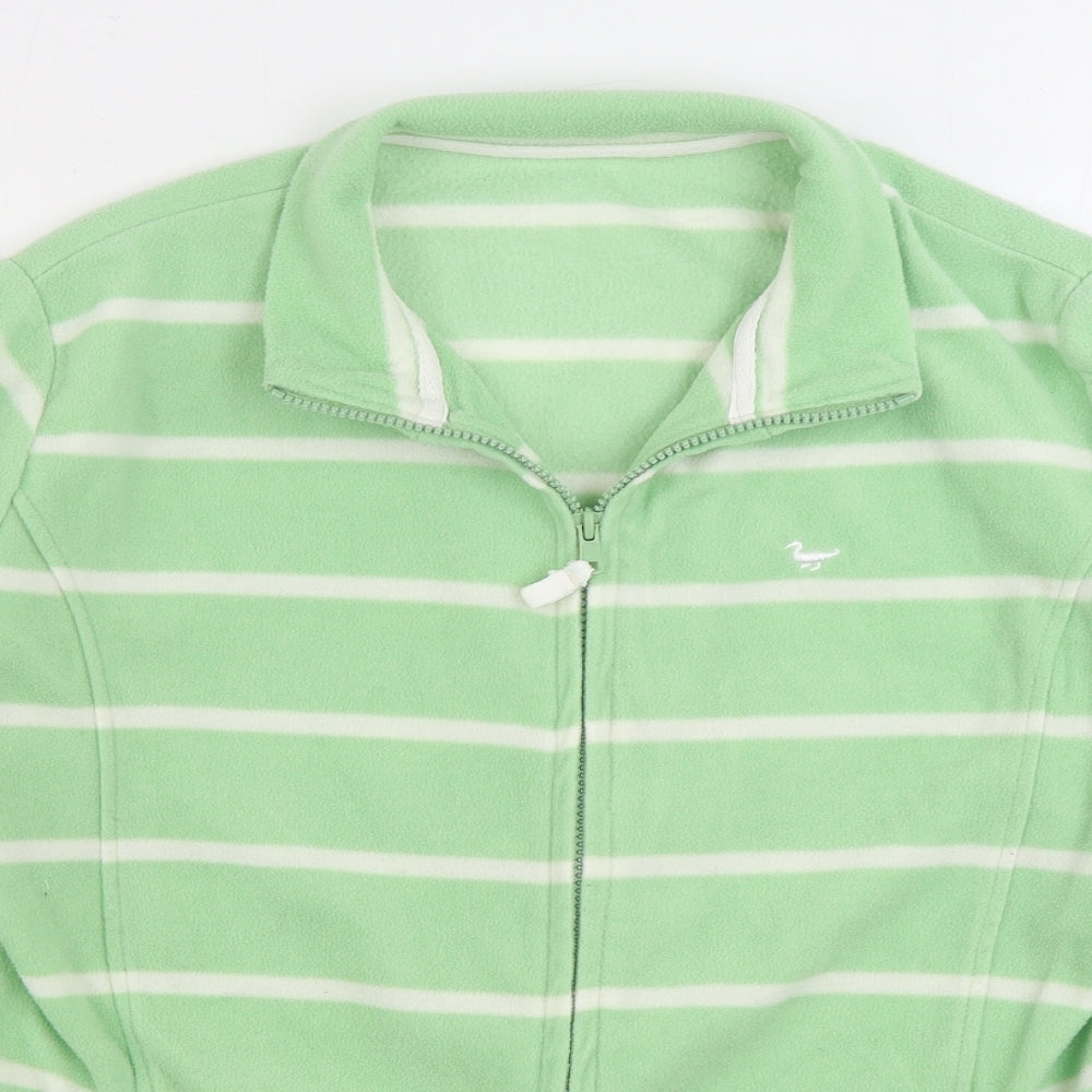 EWM Womens Green Striped Jacket Size L Zip