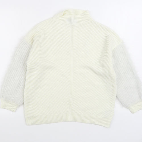 Primark Womens White Round Neck Acrylic Pullover Jumper Size S