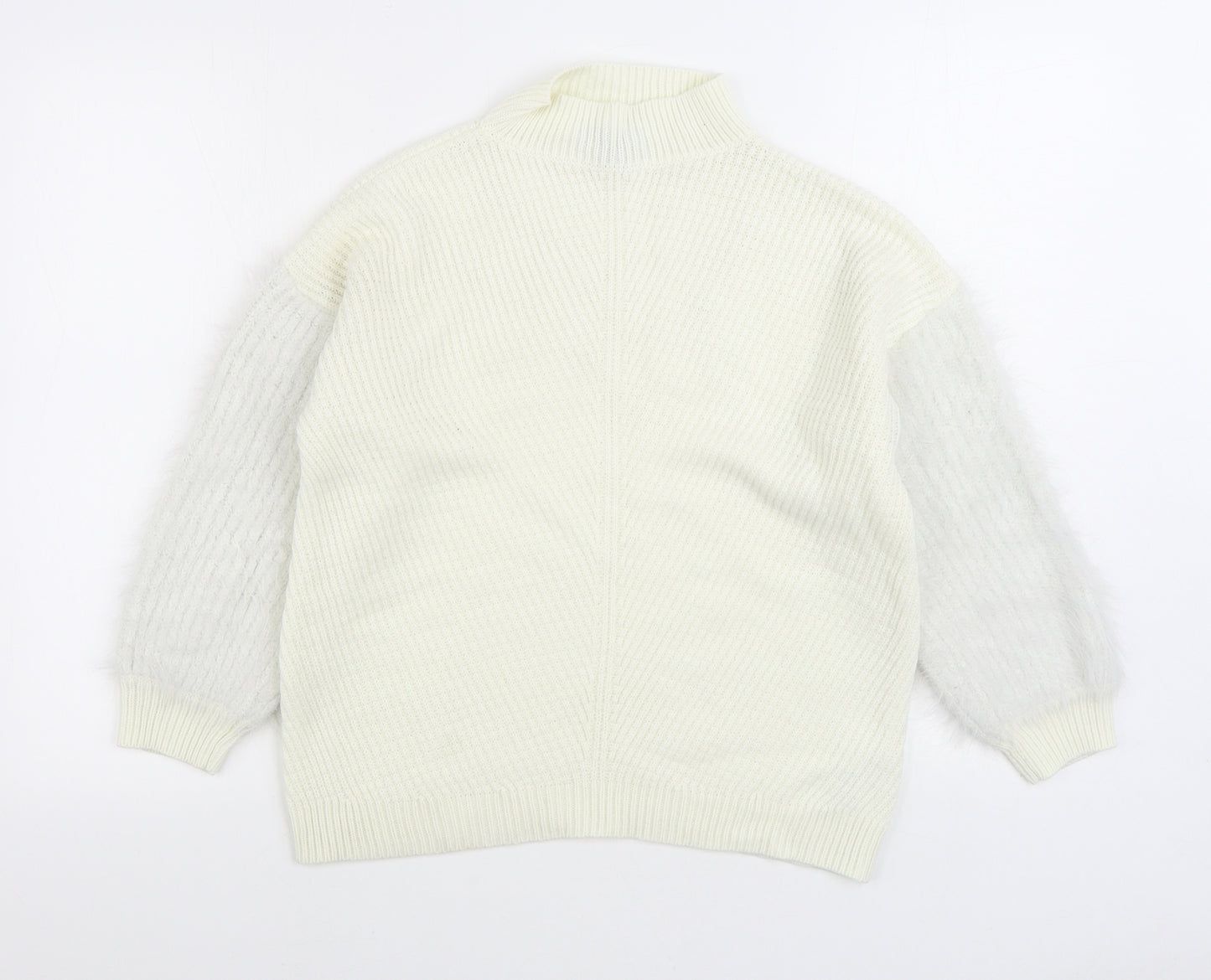 Primark Womens White Round Neck Acrylic Pullover Jumper Size S