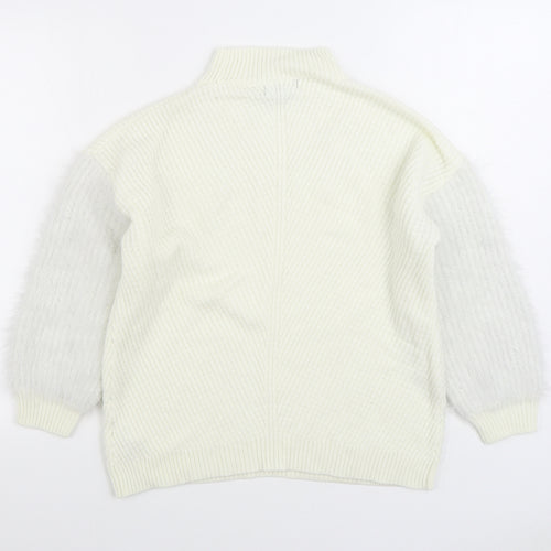 Primark Womens White Round Neck Acrylic Pullover Jumper Size S