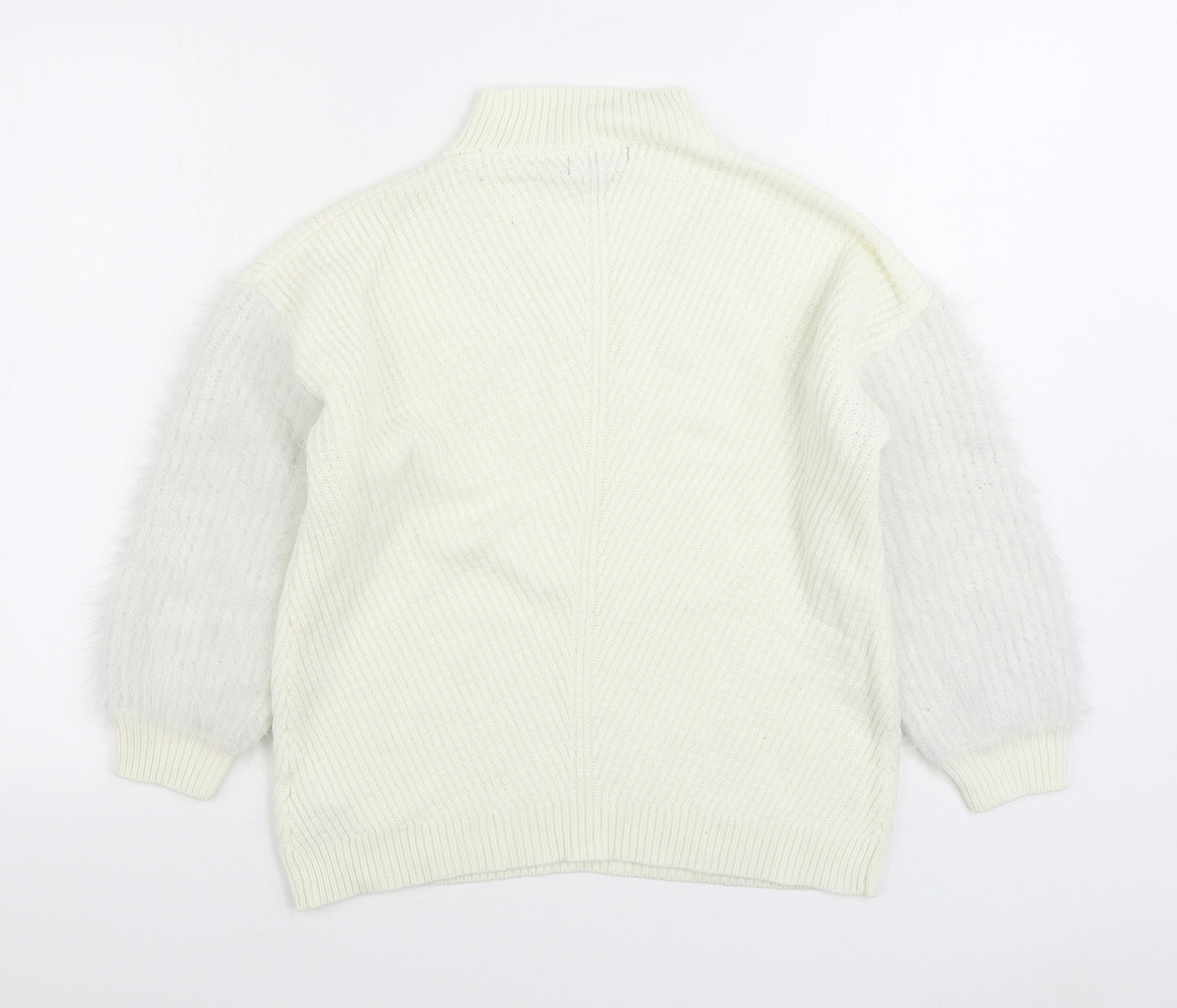 Primark Womens White Round Neck Acrylic Pullover Jumper Size S