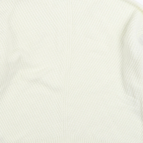 Primark Womens White Round Neck Acrylic Pullover Jumper Size S