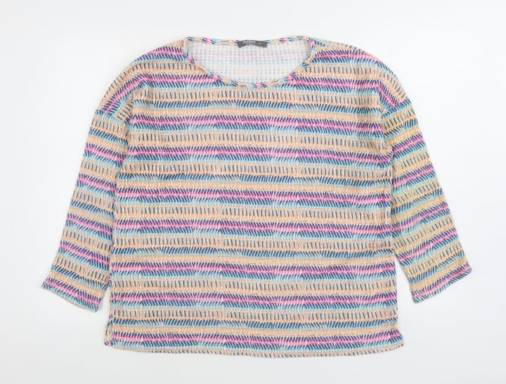 Nutmeg Womens Multicoloured Striped Polyester Pullover Sweatshirt Size 14 Pullover