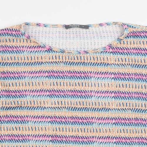 Nutmeg Womens Multicoloured Striped Polyester Pullover Sweatshirt Size 14 Pullover