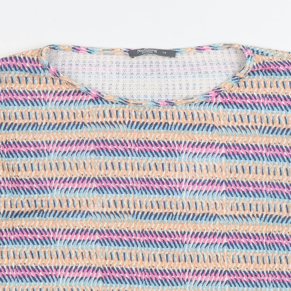 Nutmeg Womens Multicoloured Striped Polyester Pullover Sweatshirt Size 14 Pullover