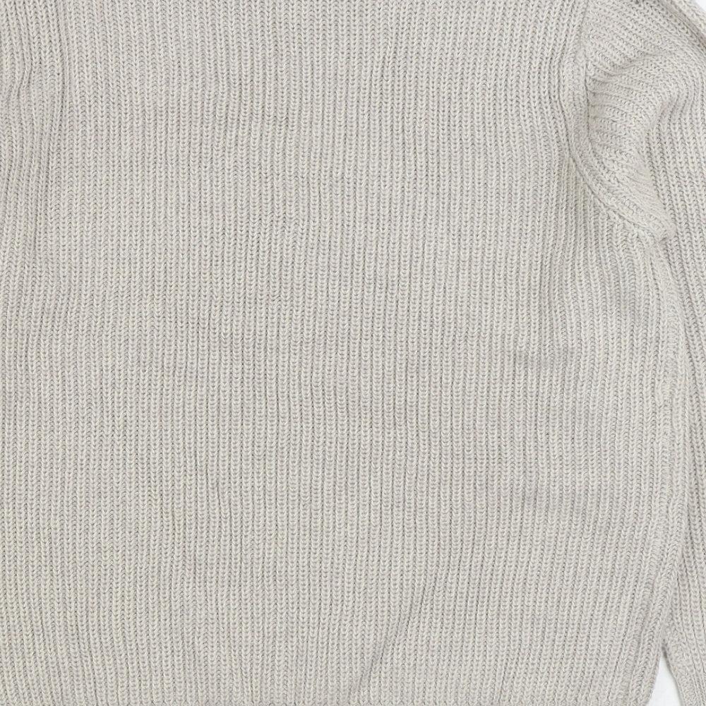 George Mens Grey Round Neck Acrylic Pullover Jumper Size L