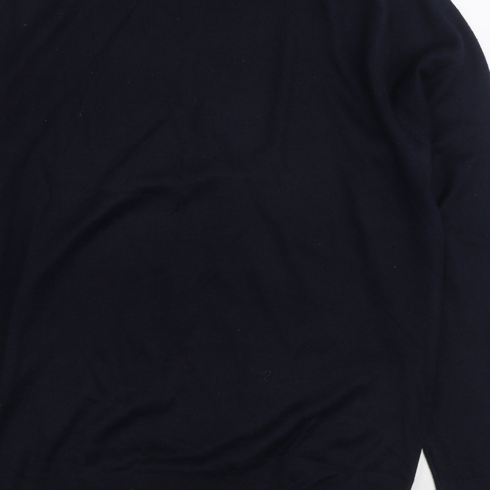 Matalan Mens Blue Round Neck Striped Acrylic Pullover Jumper Size L