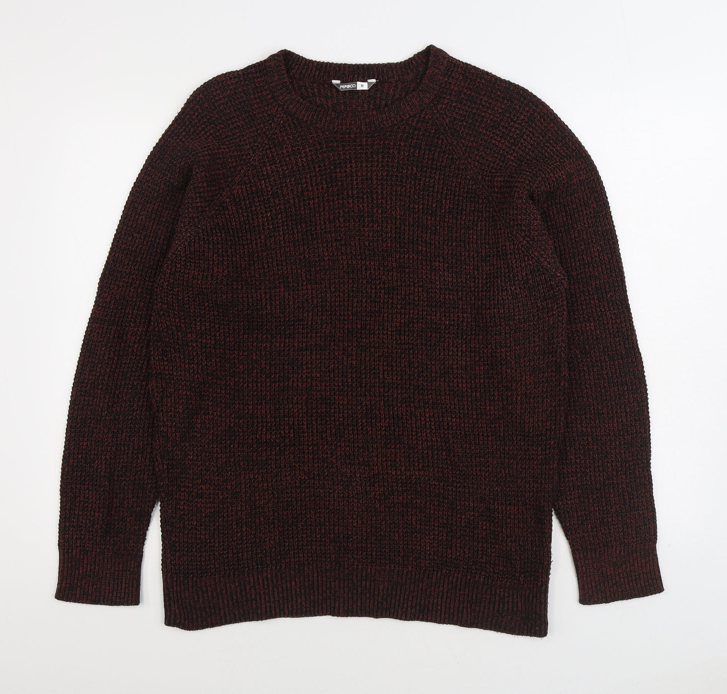 Pep&Co Mens Brown Round Neck Acrylic Pullover Jumper Size M